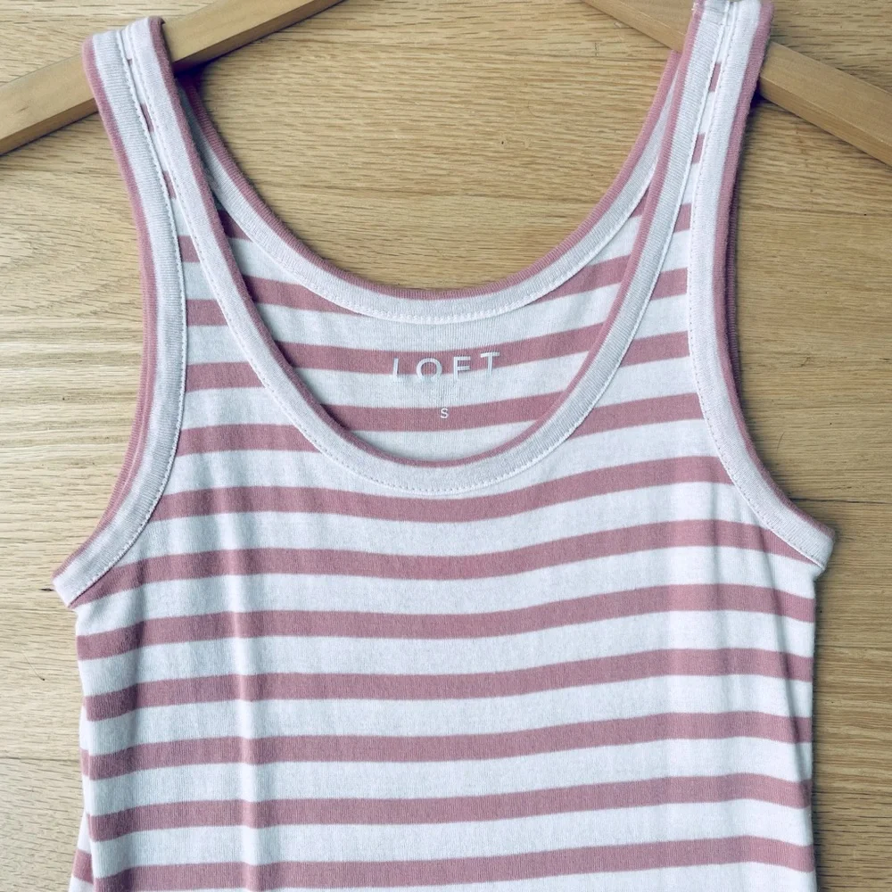 LOFT Pink And White Striped Tank Top Size Small In Excellent Condition